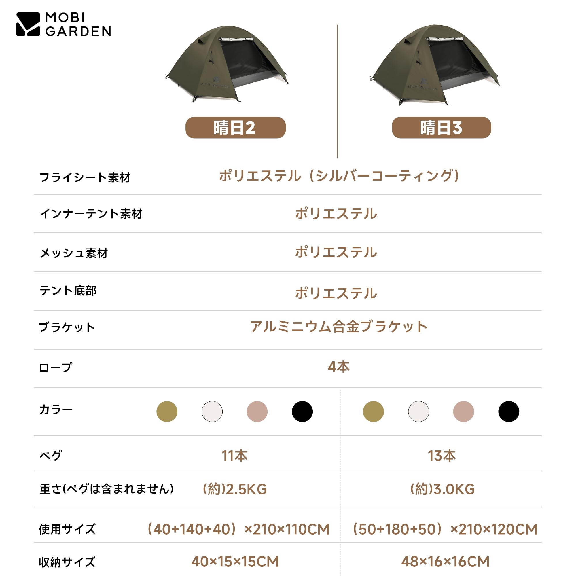 Amazon.co.jp: MOBI GARDEN テント 1-2人用 ドームテント 自立式 前室